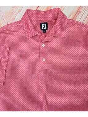 FootJoy Mens Pink Diamond Print Polo Shirt Medium